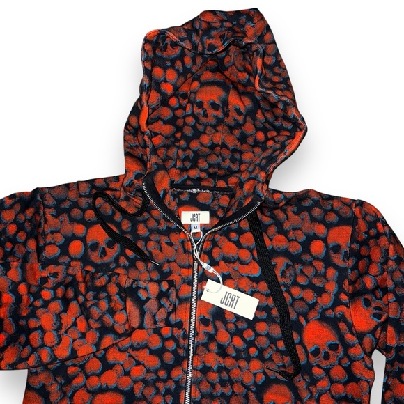 JCRT The 3D Skulls Sweatshirt Hoodie Full Zip Men’s Medium Cotton NWT - Picture 2 of 10
